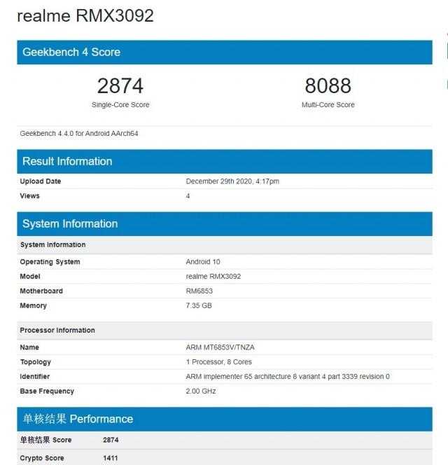 Realme 8 Geekbench