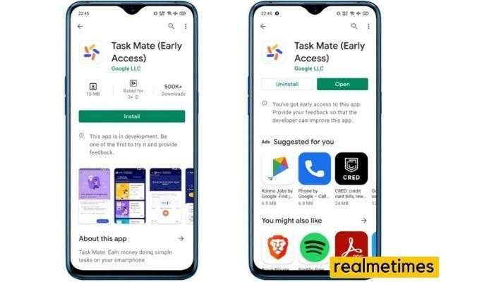 Google Task Mate app on Google Play Store in an Android phone