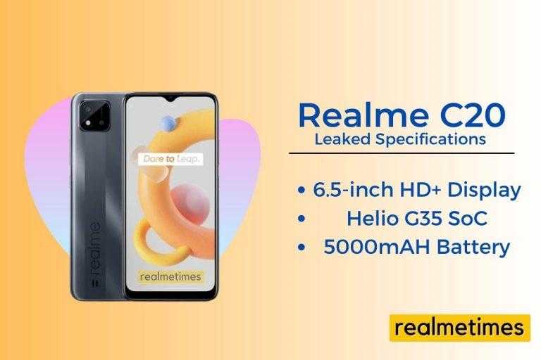 Realme C20 Leaked Specifications