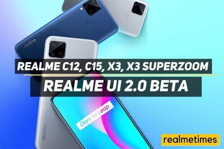 Realme C12 C15 X3 Realme UI 2.0 Beta