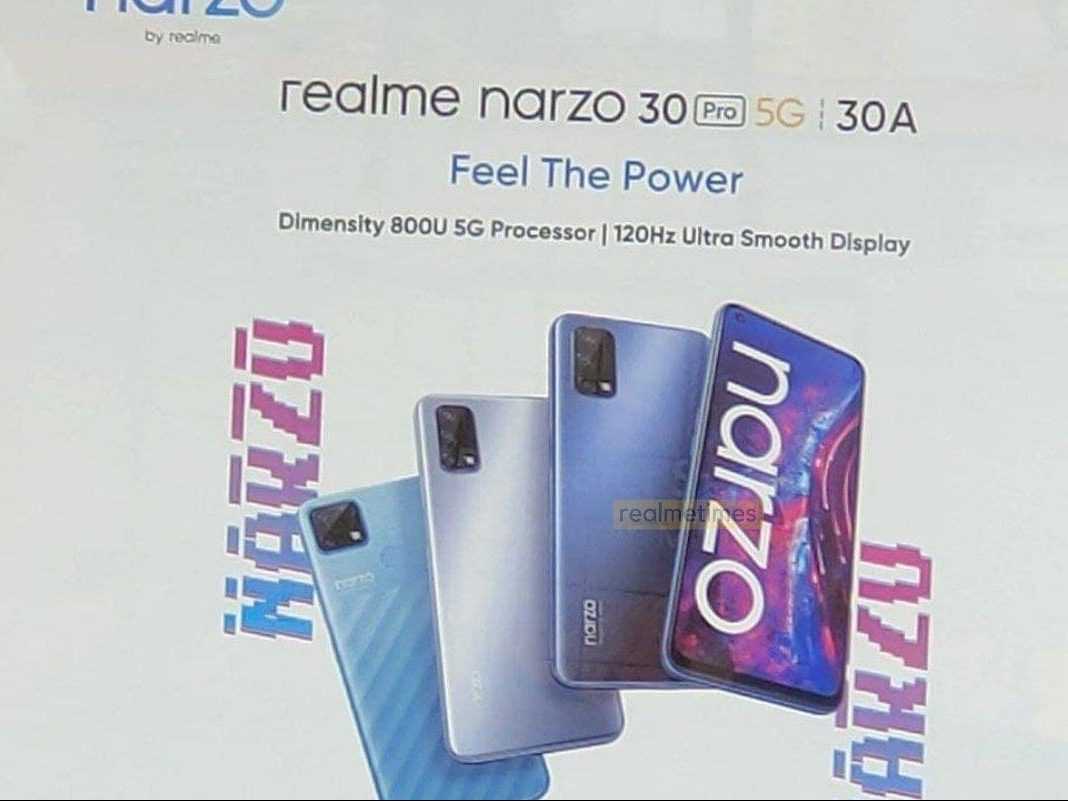 Realme Narzo 30 Pro 5G and 30A leaked poster