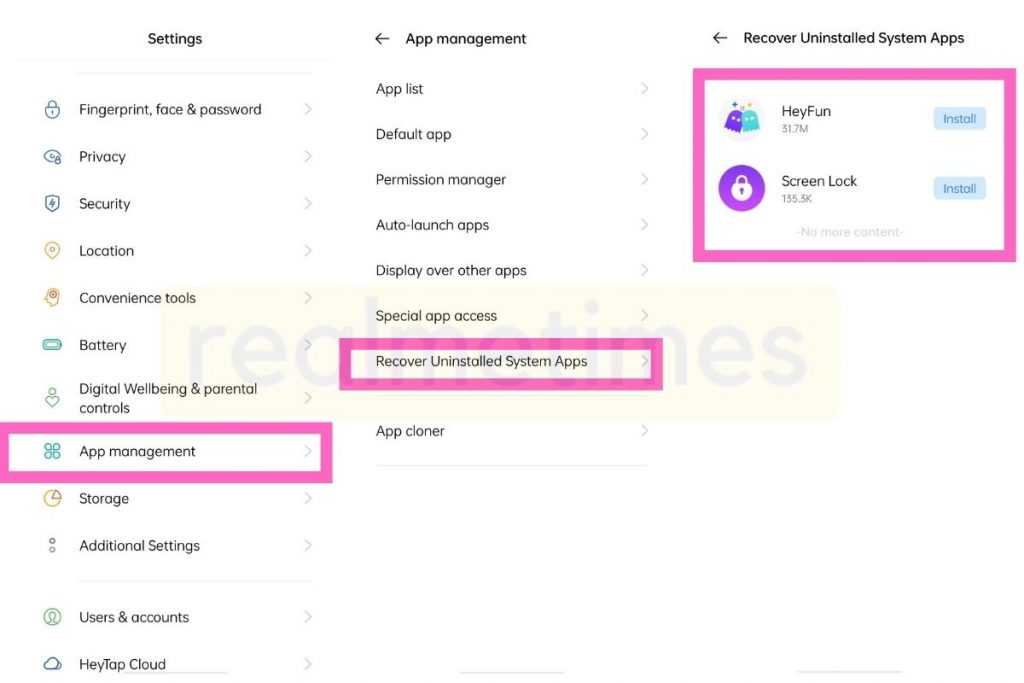 Realme UI 2.0 Recover System Apps
