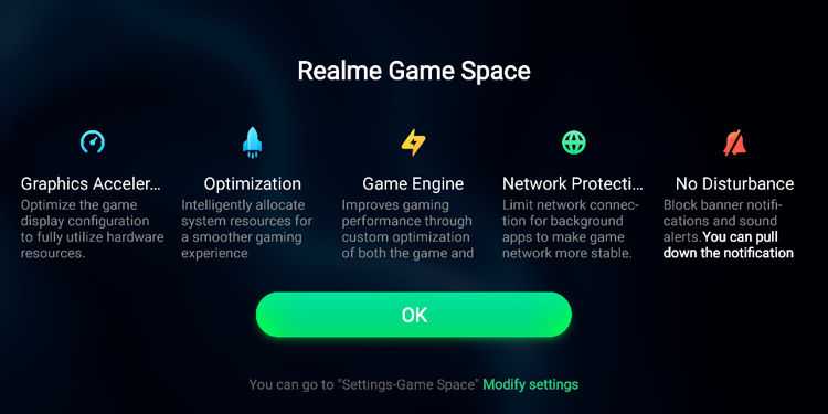 Realme Game Space Features
