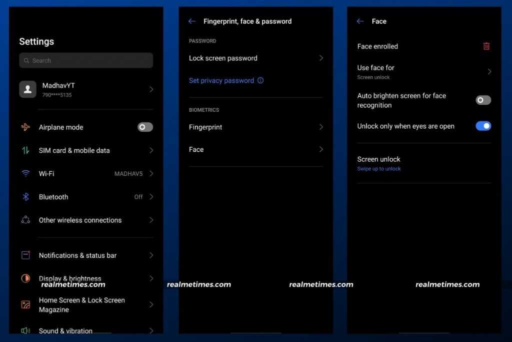 Face Unlock realme realmeui