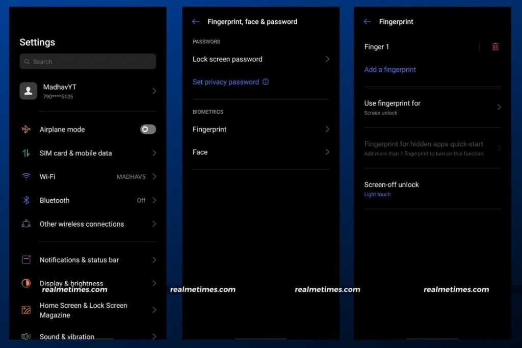 Fingerprint Unlock realme realmeui