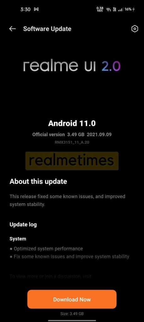 Realme 8i first OTA update