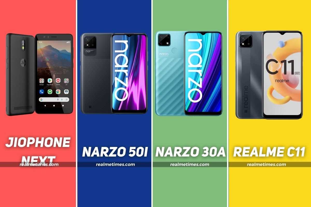 Realme Narzo 30A vs Narzo 50i vs C11 vs JioPhone Next